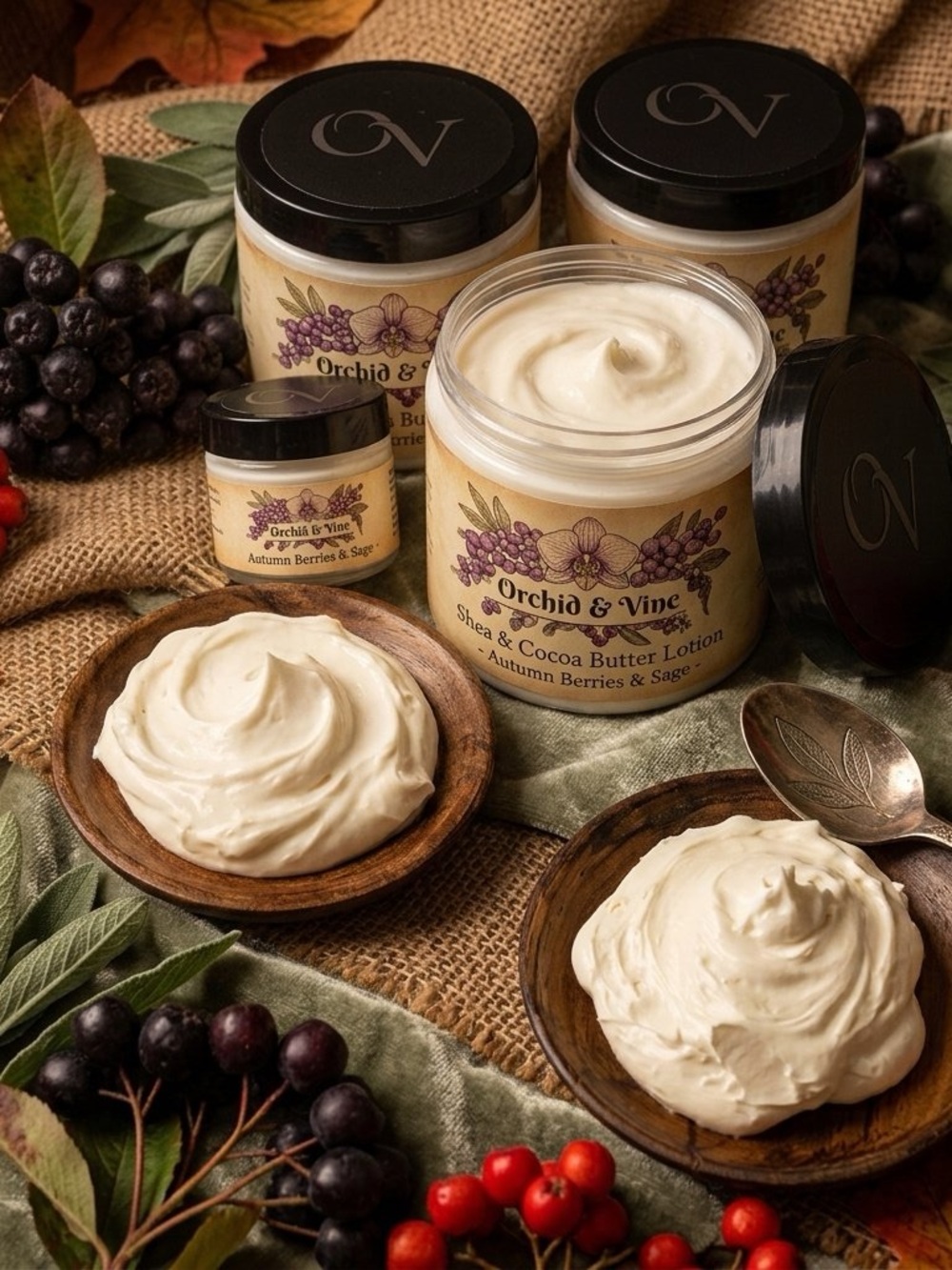 Orchid & Vine Autumn Berries & Sage Shea & Cocoa Butter Lotion Skin Nutrition